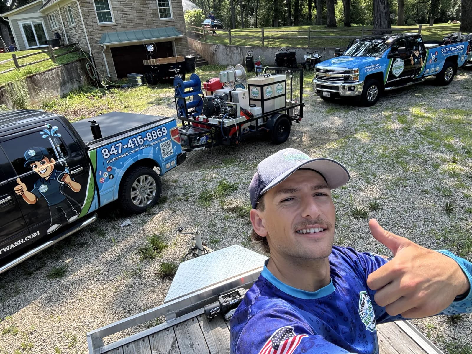 Andrew Simmons with the truck and trailer
