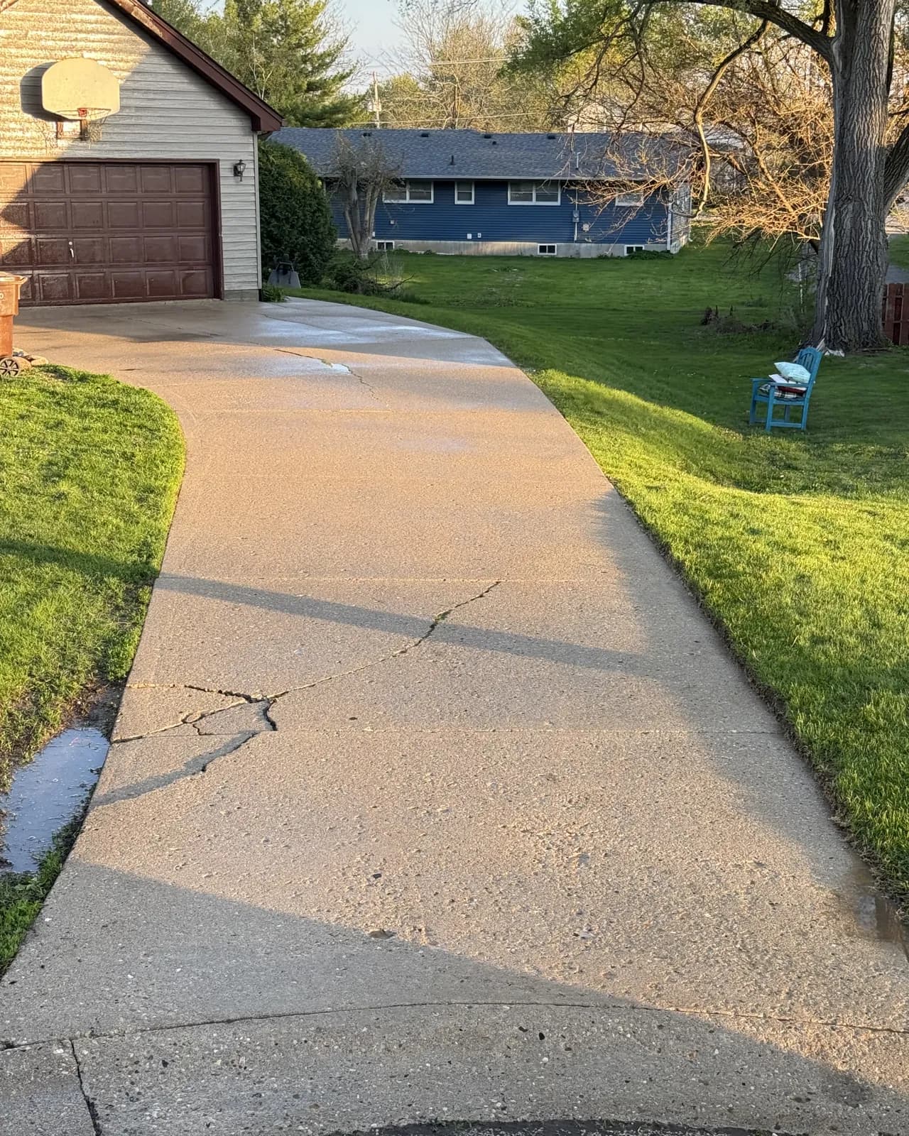 A driveway after cleaning