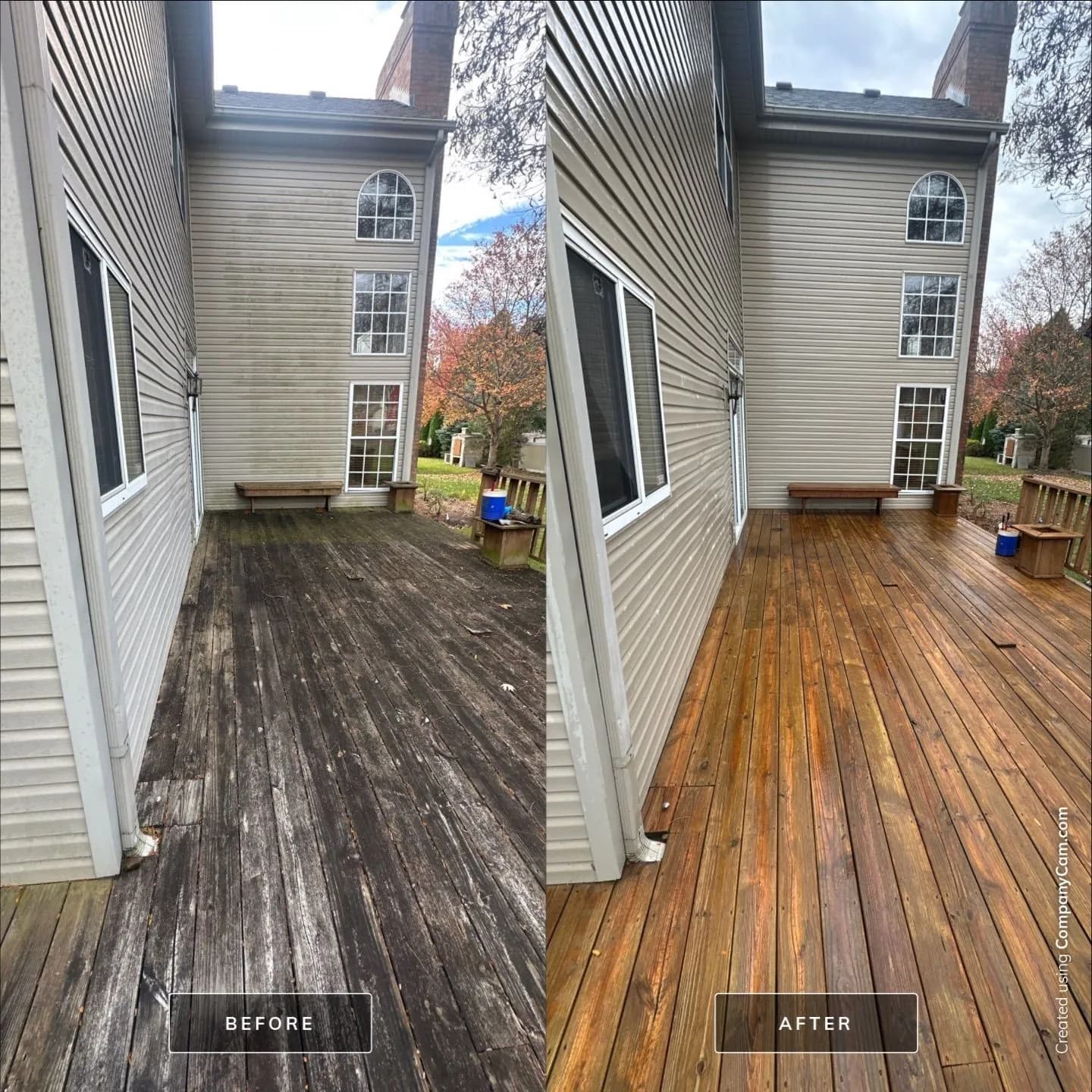 Wood deck, before and after