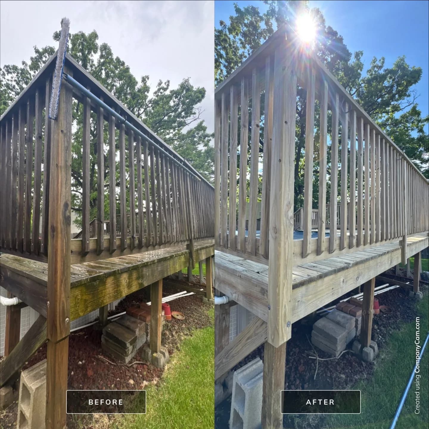 Deck railing, before and after