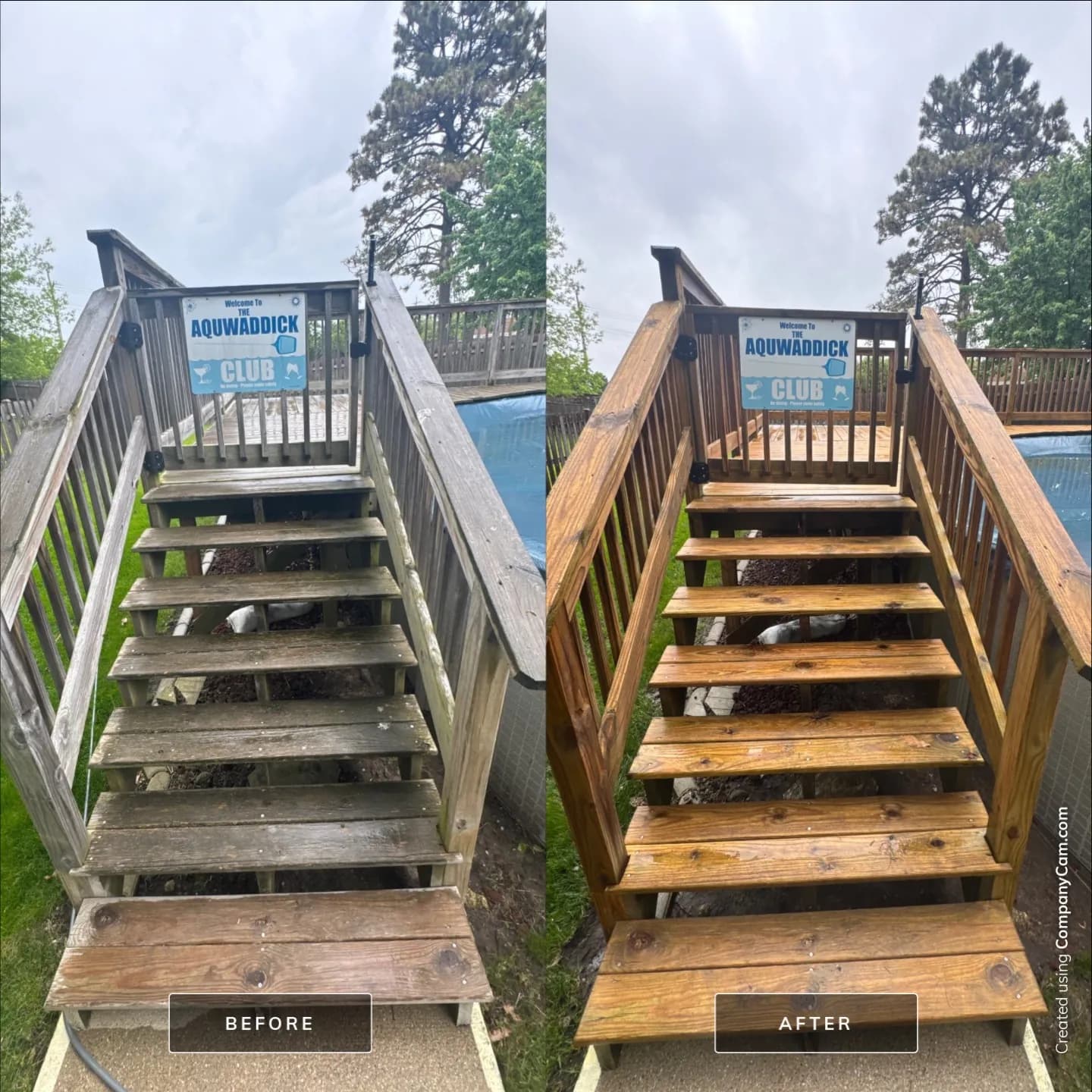 Deck stairs, before and after