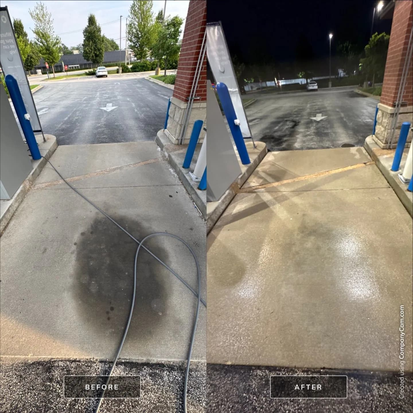 Gas station concrete, before and after