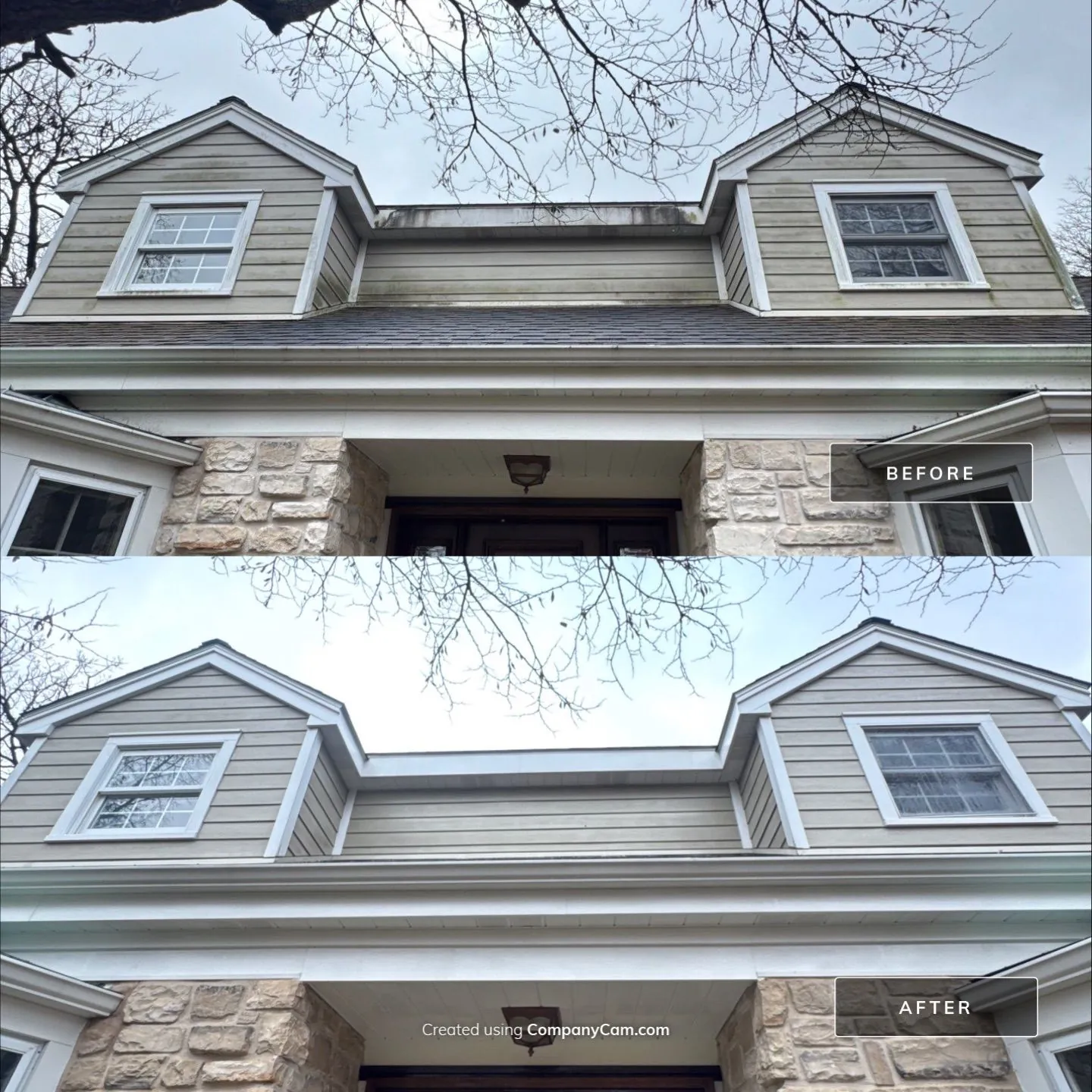 Dormers and stone, before and after