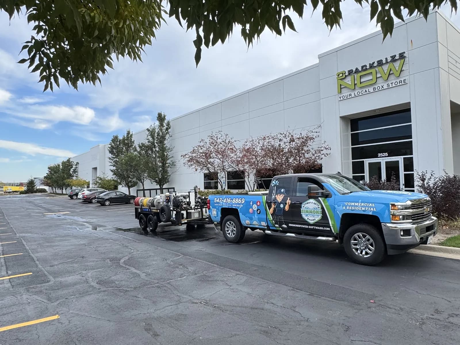 Our truck at an industrial building