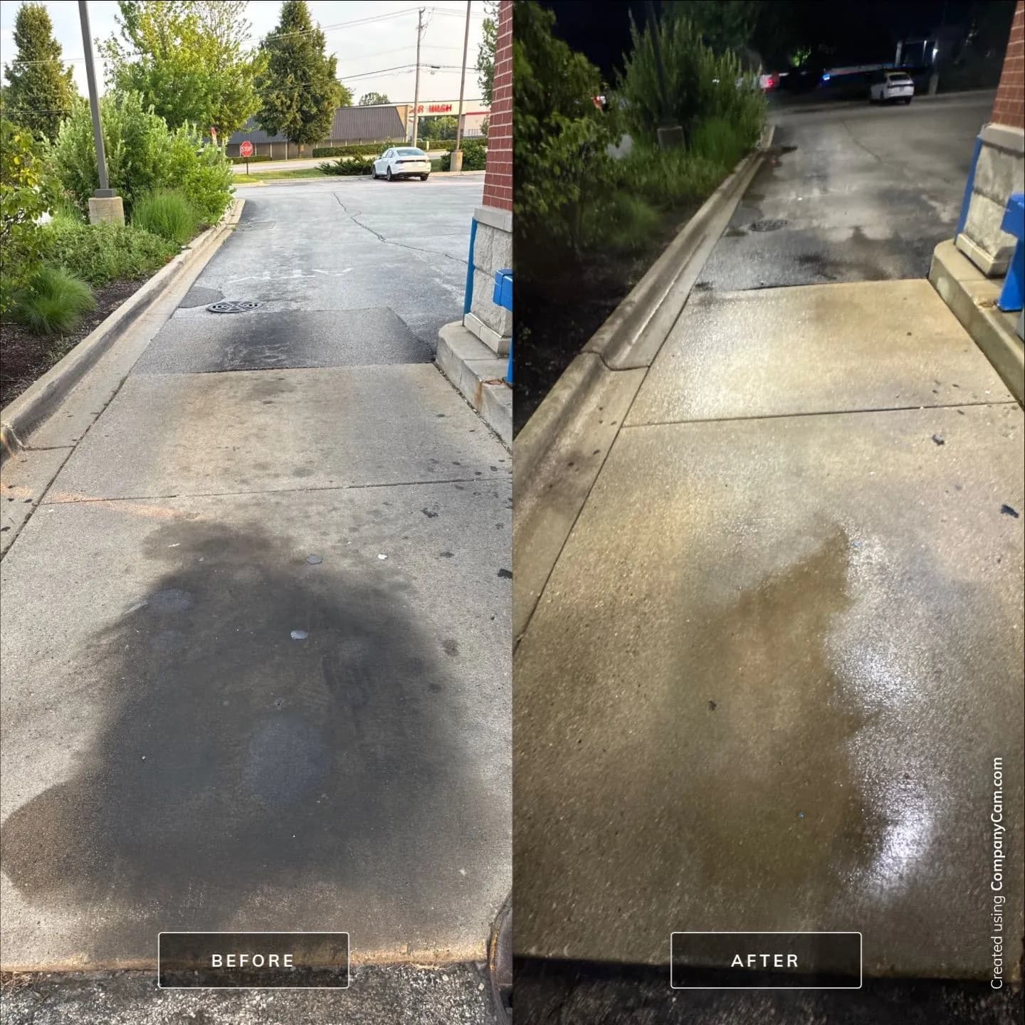 Parking lot concrete, before and after