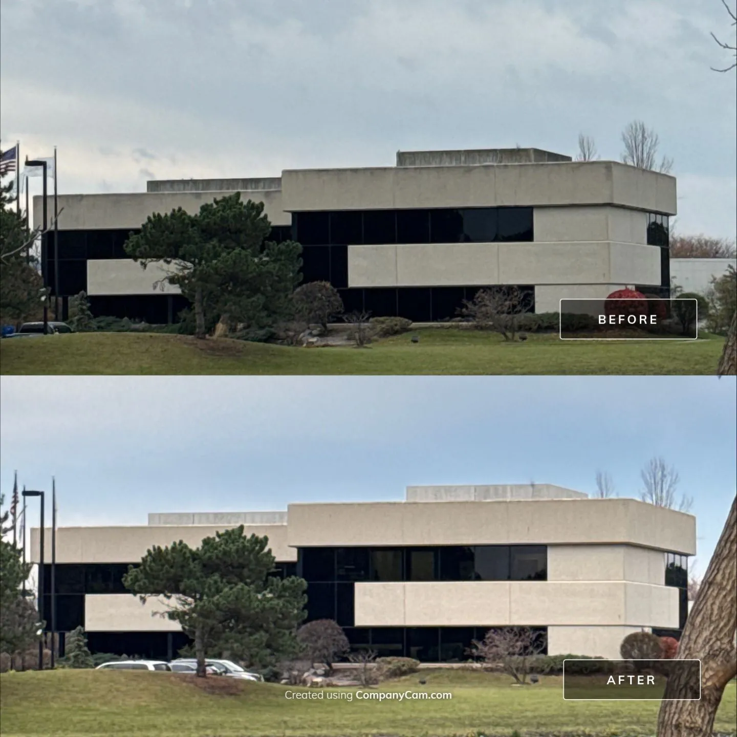 Office building, before and after