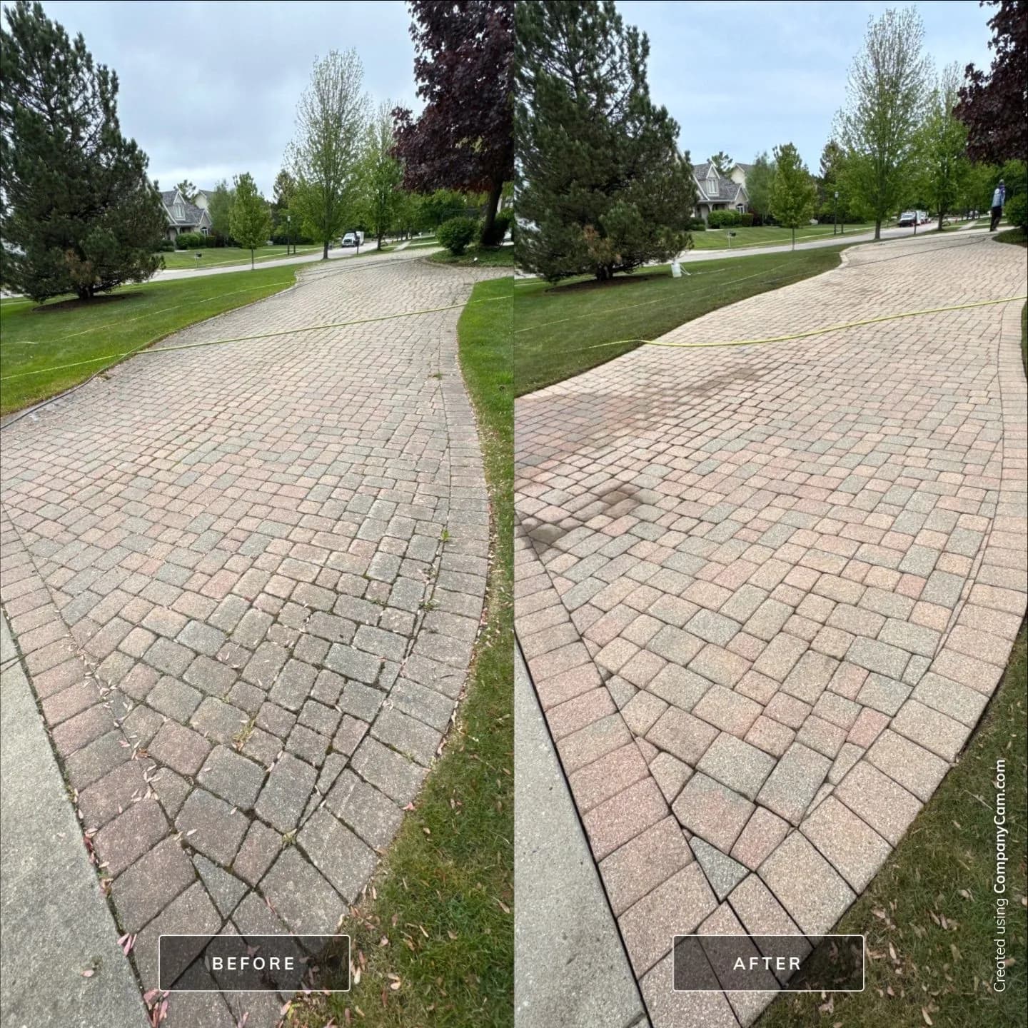 Paver driveway, before and after
