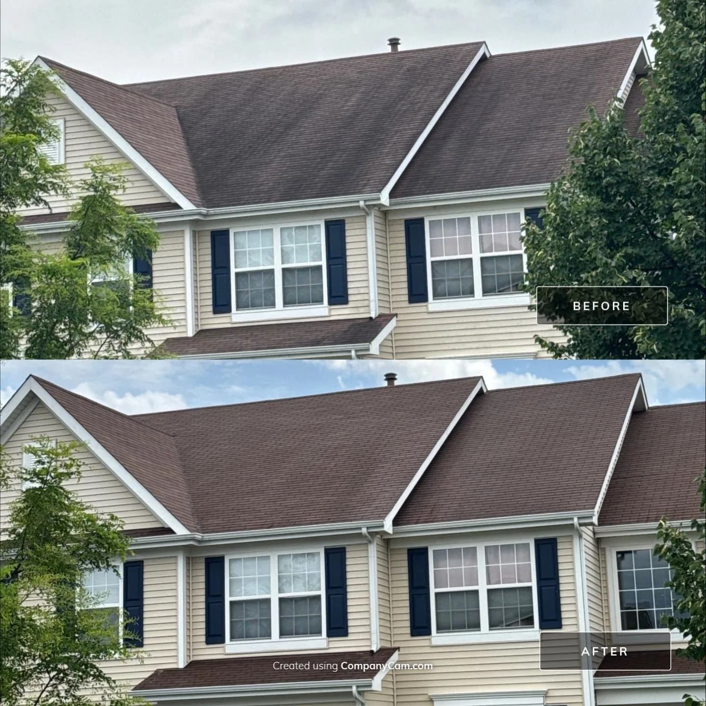A brown roof, before and after