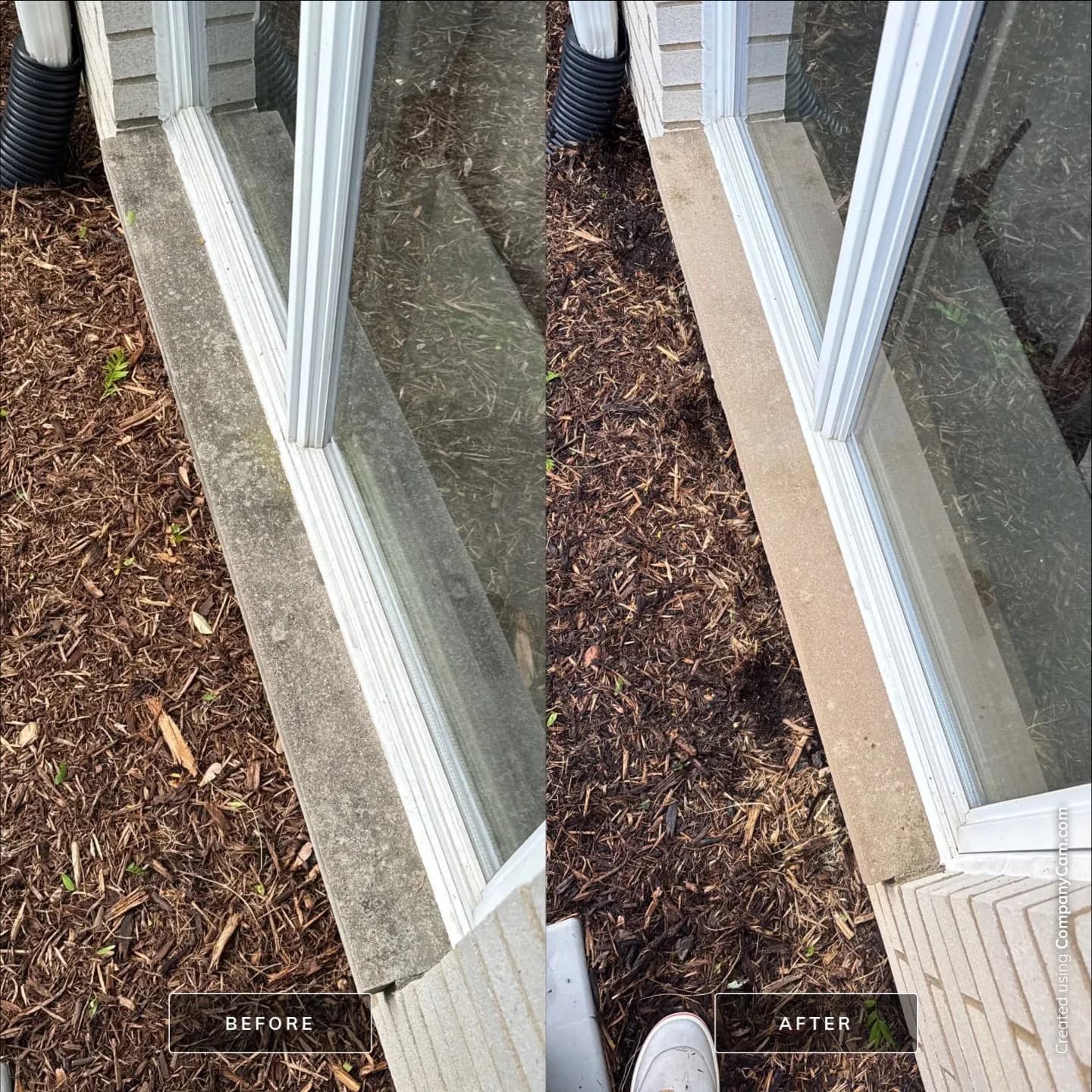 Window sill, before and after