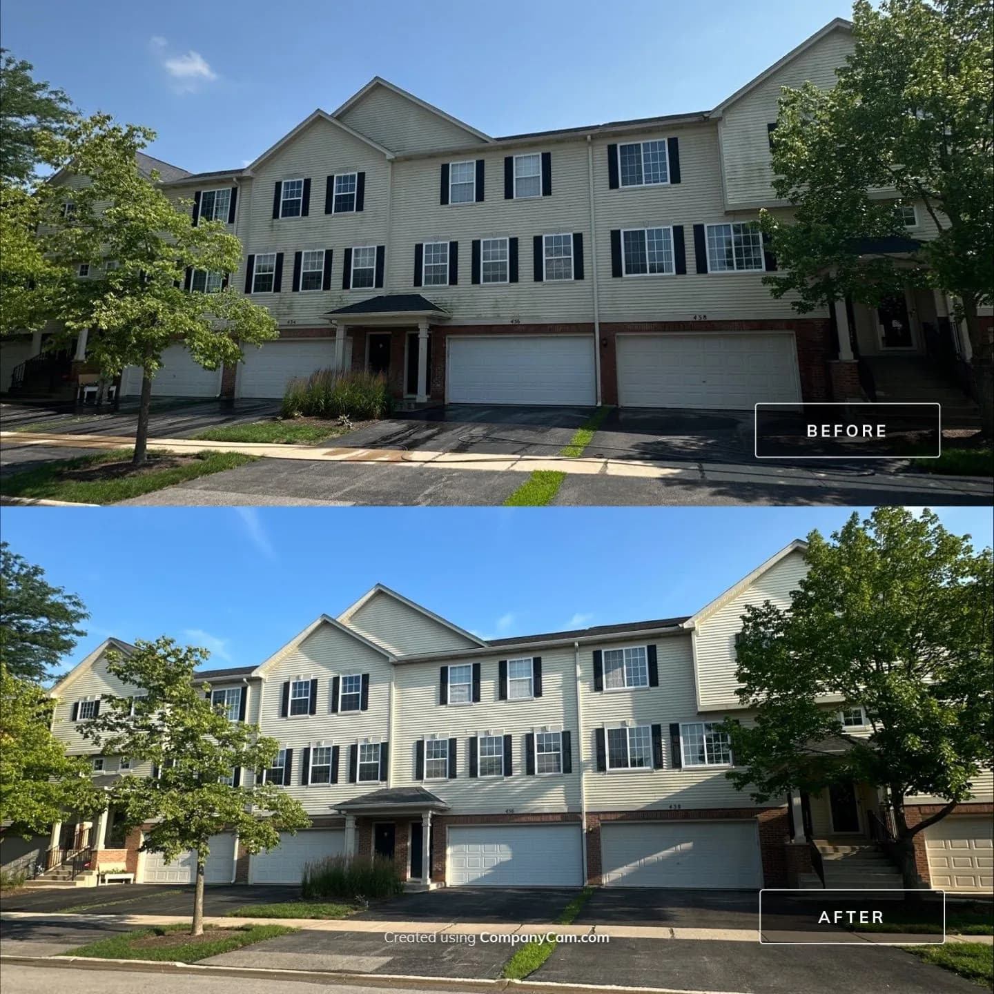 A townhome row, before and after