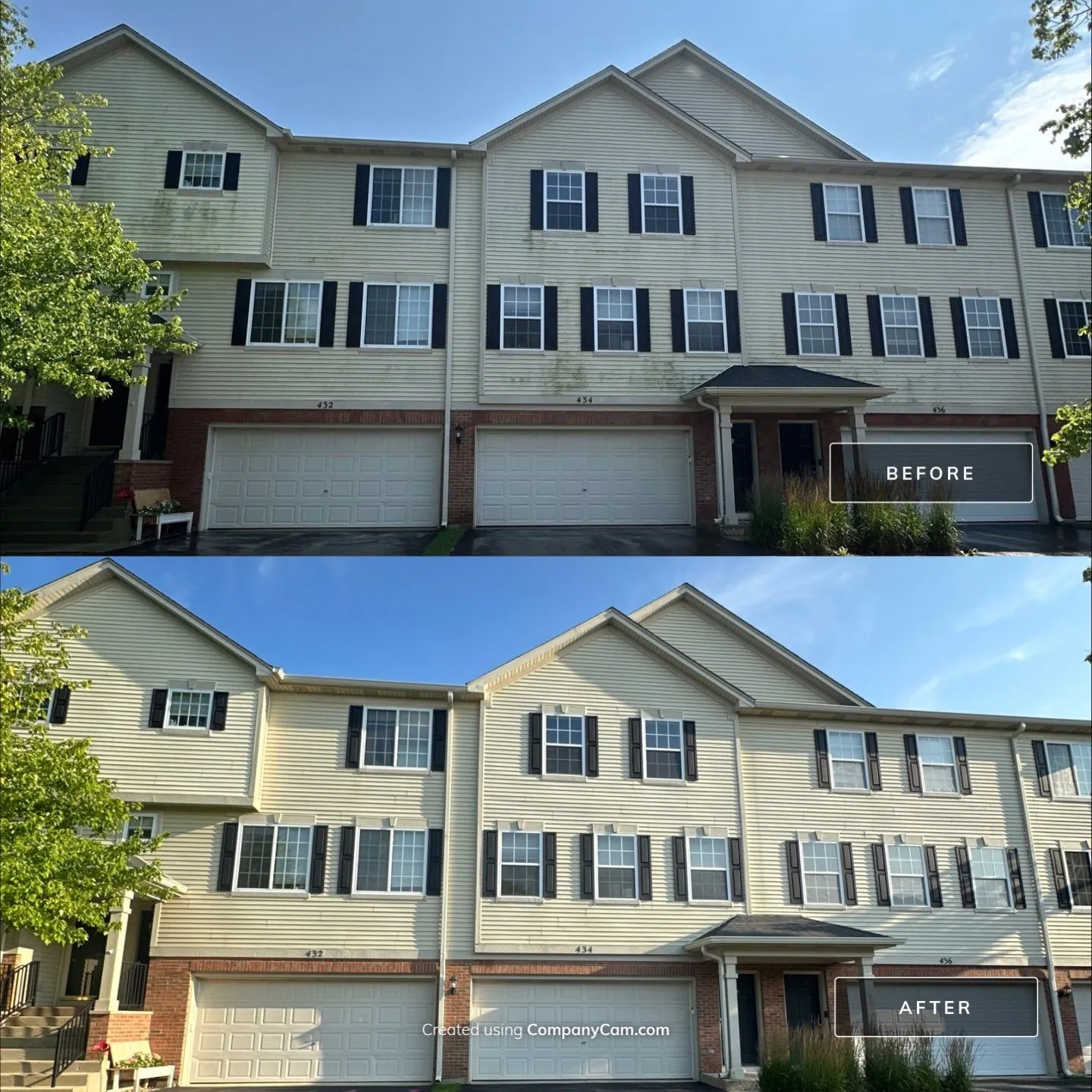 A townhome row, before and after